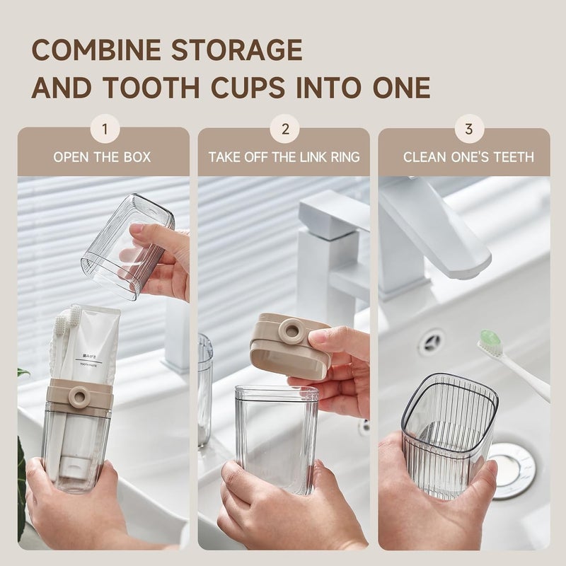 ZORGONS Toothbrush Travel Case, 2 in 1 Toothbrush Holder and Rinse Cup, Large Capacity Toothbrush Cup with Cover, Portable Travel Toothbrush Holder for Traveling, Camping, Trip - 1Pcs - Image 3